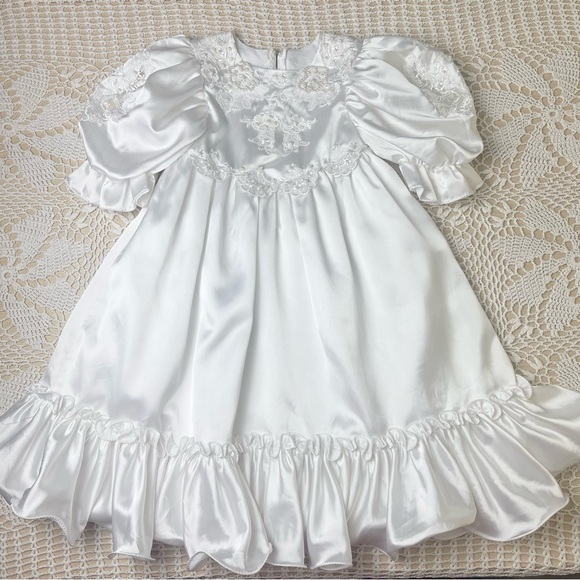 Vintage 1990s Alfred Angelo Girls 6 Years White Special Occasion Heirloom Dress